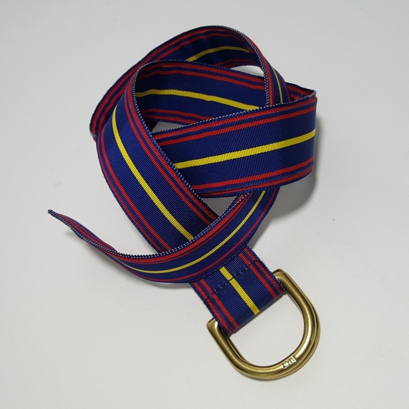 Polo Ralph Lauren Striped D Ring Grosgrain Ribbon Belt in Size S,M,L in Red